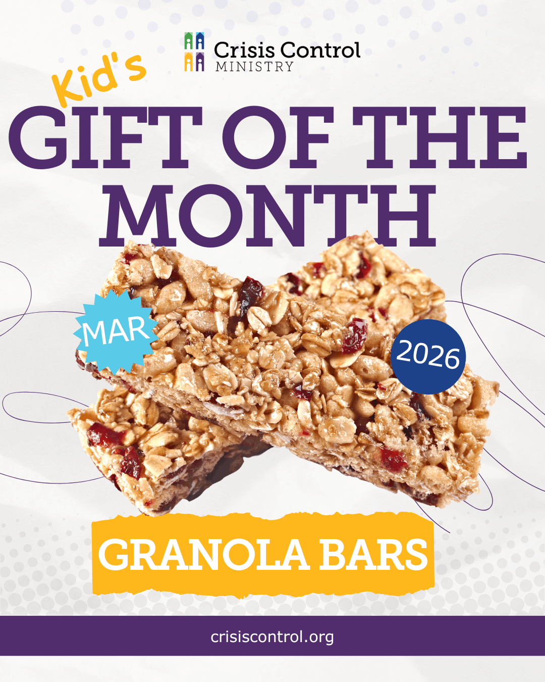 March 2026 Kid's Gift of the Month - Granola Bars