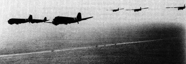 C-47s towing gliders over the English Channel, June 6, 1944
