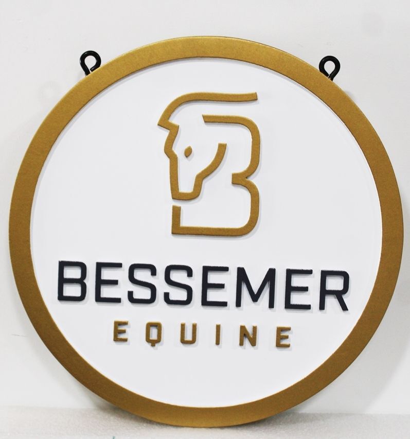 P25313 - Carved 2.5-D HDU Entrance Sign for  "Bessemer Equine"