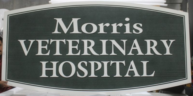 BB11742 - Custom Carved and Sandblasted Sign for "Morris Veterinary Hospital" 