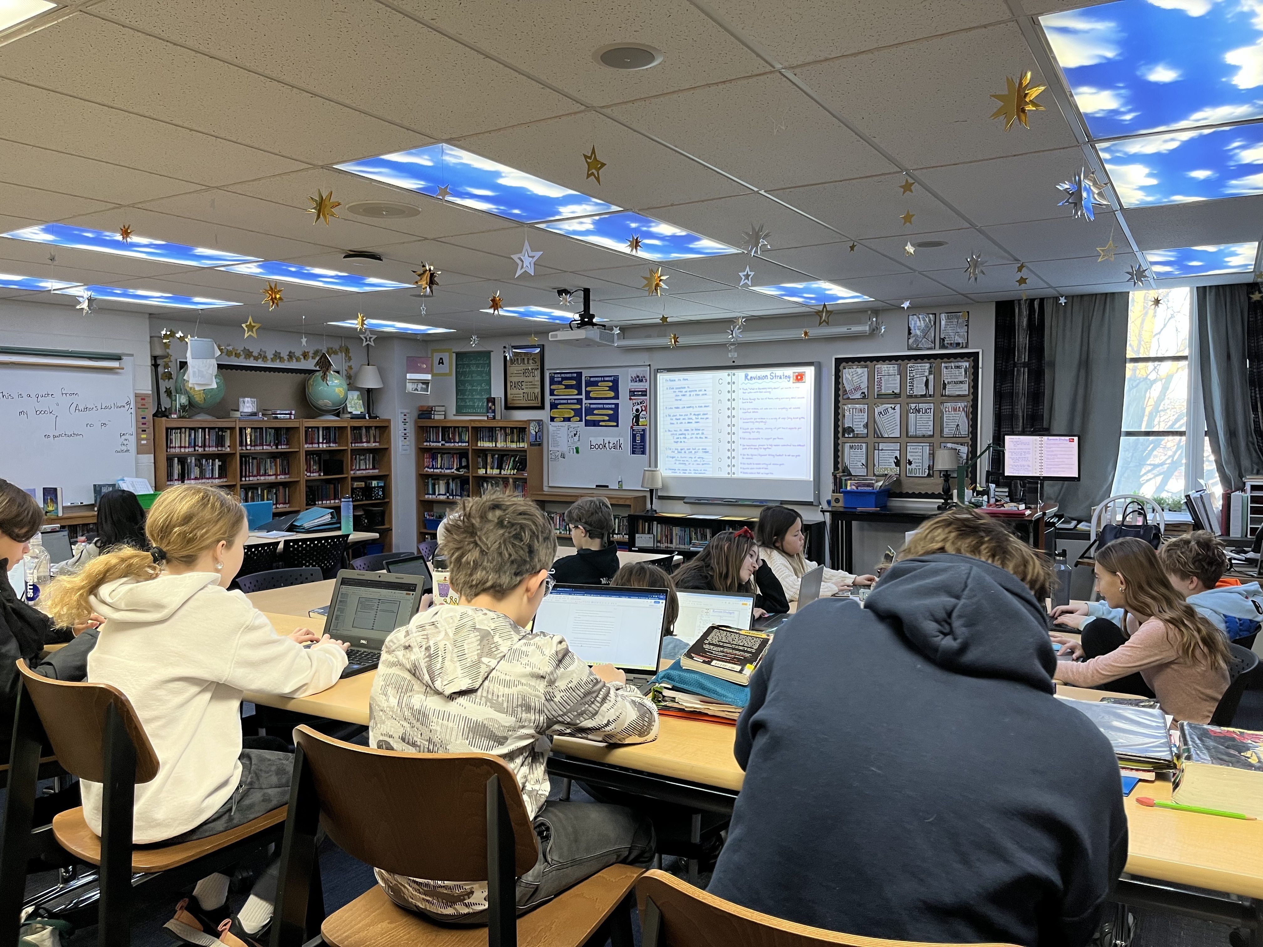 photo of students with cloud lights