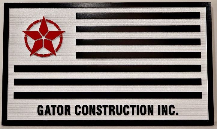 SA28561 - Carved and Sandblasted HDU Sign for "Gator Construction Inc."