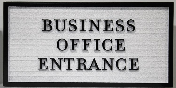T29404A - Carved Raised Relief  and Sandblasted Wood Grain HDU Business Office Entrance  Sign.