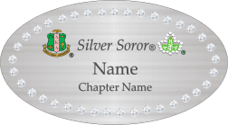 SILVER OVAL BLING NAME BADGE