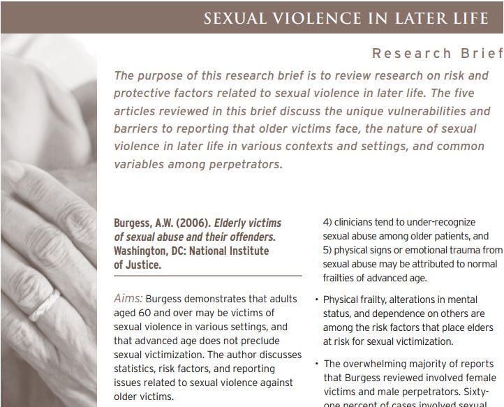Sexual Violence in Later Life: Research Brief