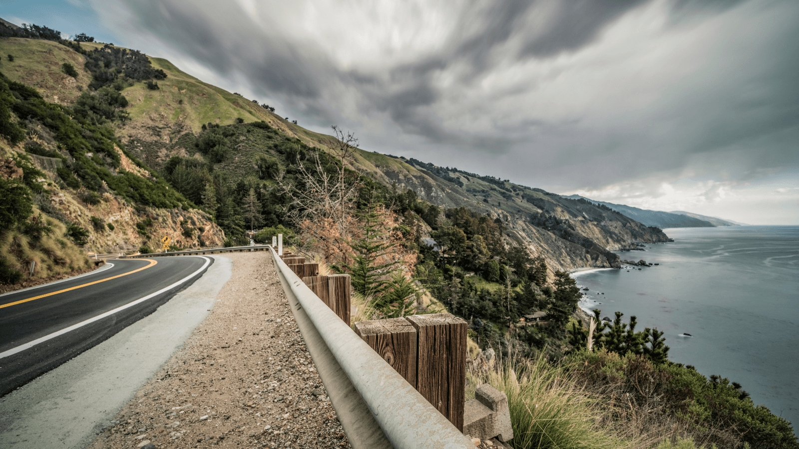 Road running along coastline