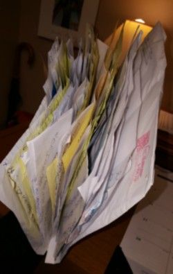 File folder full of handwritten letters