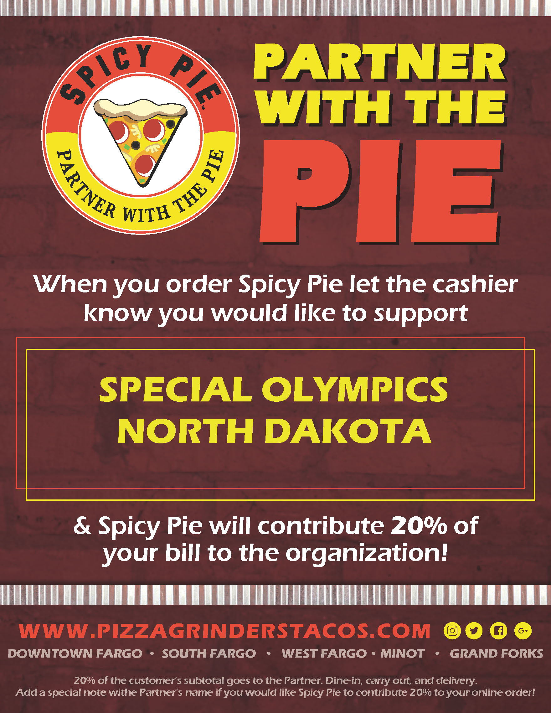 Spicy Pie Promotion Special Olympics North Dakota