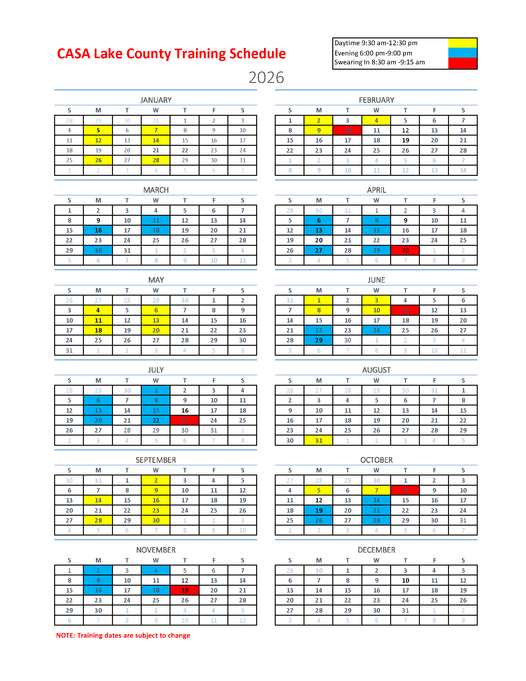 2026 Training Dates - Click to Download