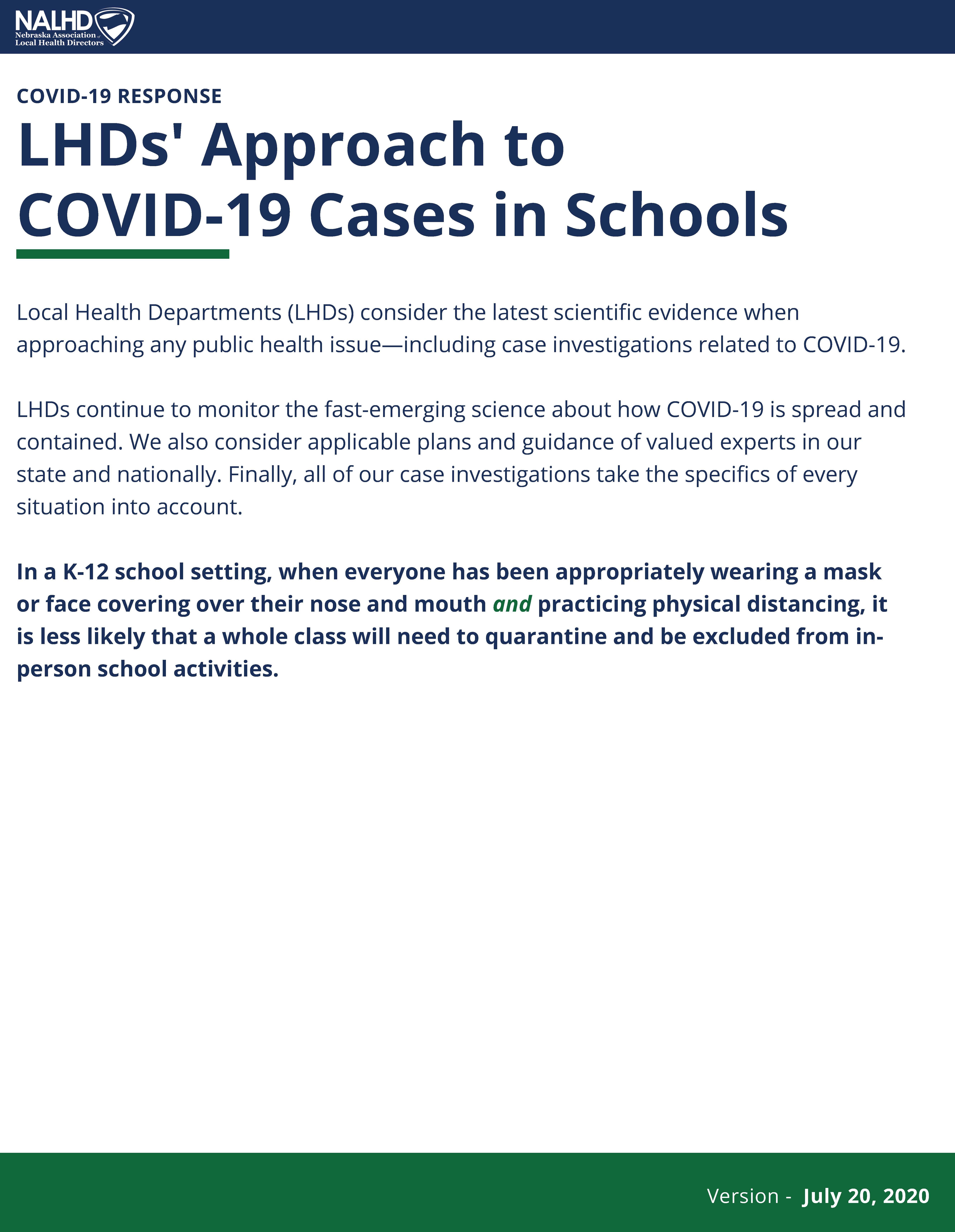Approach to COVID-19 Cases in Schools