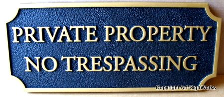 I18983 - Sandblasted HDU Private Property No Trespassing Sign