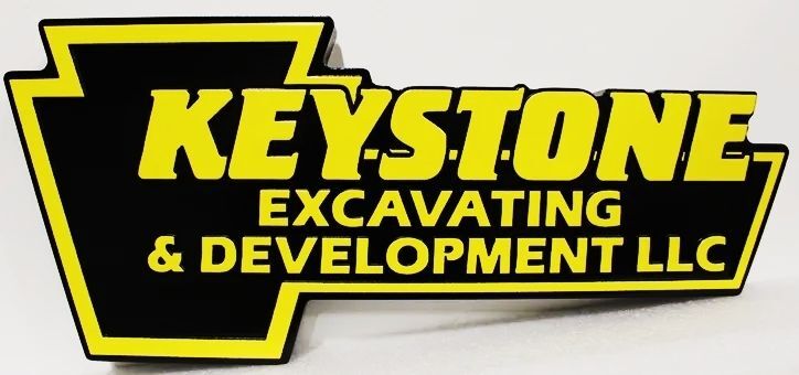  SC38302 - Carved Multi-Level High-Density-Urethane (HDU) Key-shaped Sign made for the Keystone Excavating & Development Company.