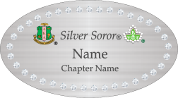 Silver Oval Bling Name Badge