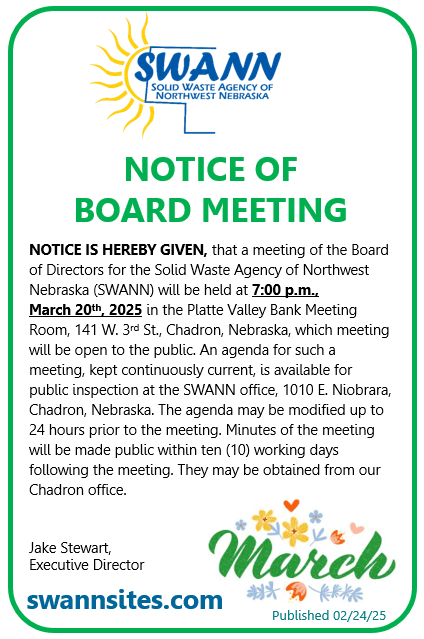 SWANN Board of Directors Meeting Announced