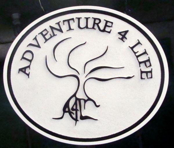 SA28773 -Carved HDU Sign for "Adventure 4 Life" with  Stylized Tree 