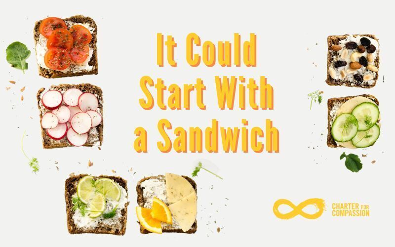 pictures of 6 different open faced sandwiches with title "It could start with a sandwich"
