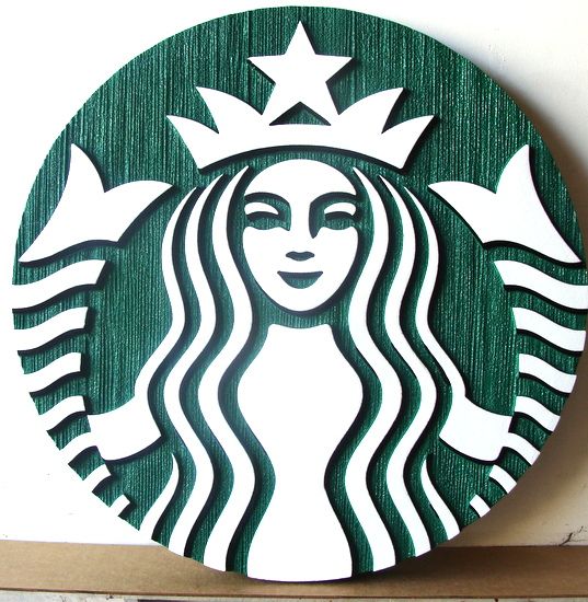 M1640 - Carved Sign for Starbucks Coffee Store, with pfficial  Fairy Queen Logo (Gallery 25)
