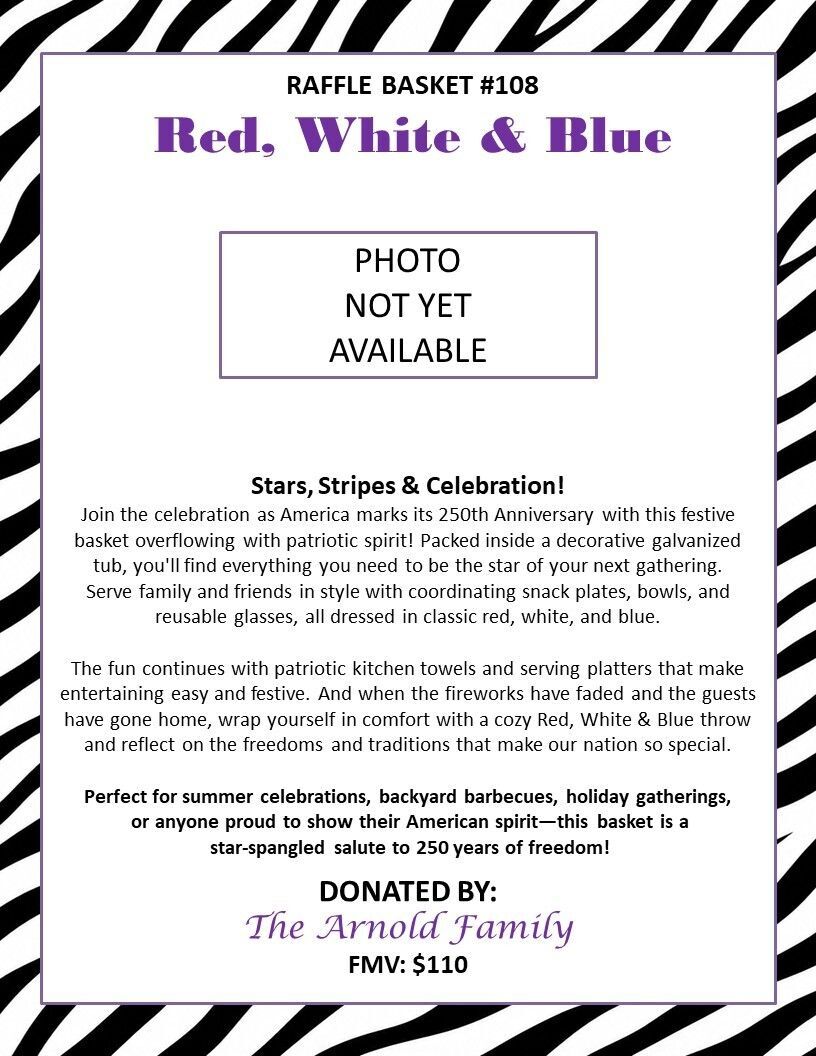 BASKET 108 -- RED, WHITE & BLUE. 