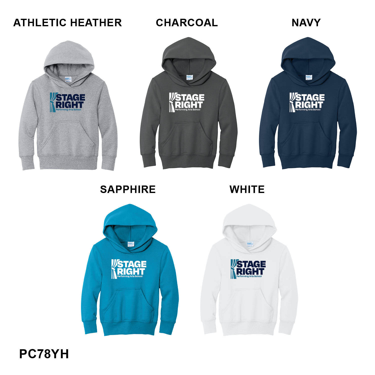 2026 NEW STAGE RIGHT LOGO - YOUTH Port & Company® Youth Core Fleece Pullover Hooded Sweatshirt