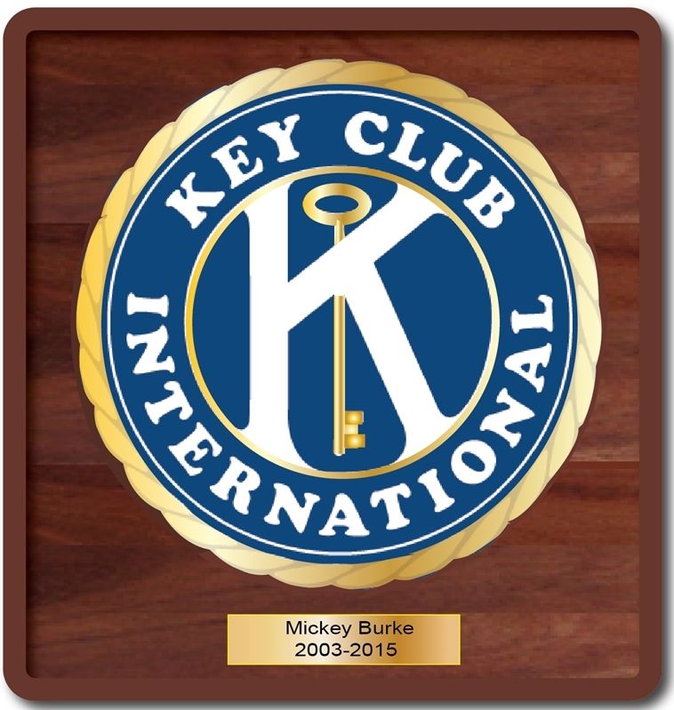 Z35110 - Personalized Carved Wall Plaque with Kiwanis Key Club  International Logo/Emblem