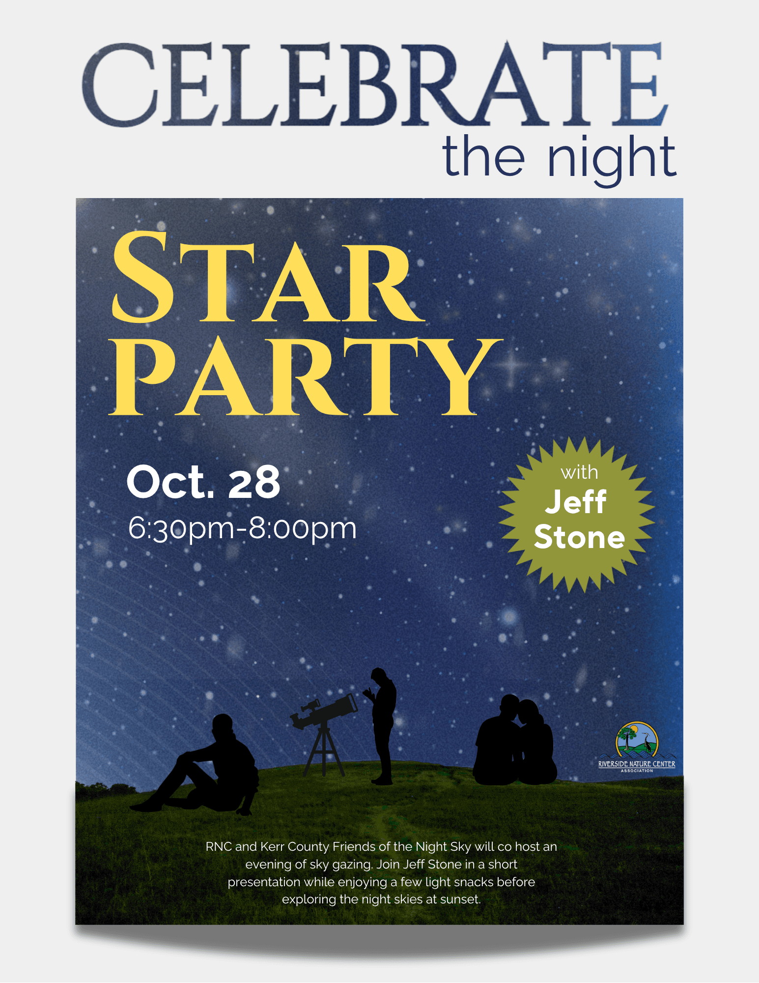 Celebrate the Night, Riverside Nature Center, Kerrville, TX, stars, Kerr County, Friends of the Night Sky, sky gazing, Jeff Stone, night skies