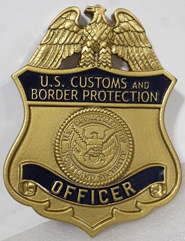 PP-1570 - Badge Plaque of the U.S. Customs and Border Protection, 3-D HDU Artist-Painted with Metallic Accents