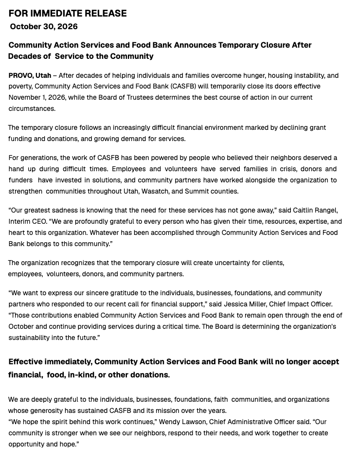 CASFB Closure MR 10-30-2026 Statement
