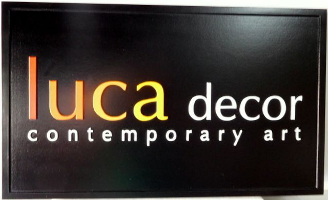 SA28044 - Carved HDU sign for the "Luca Decor Contemporary Art" Store.
