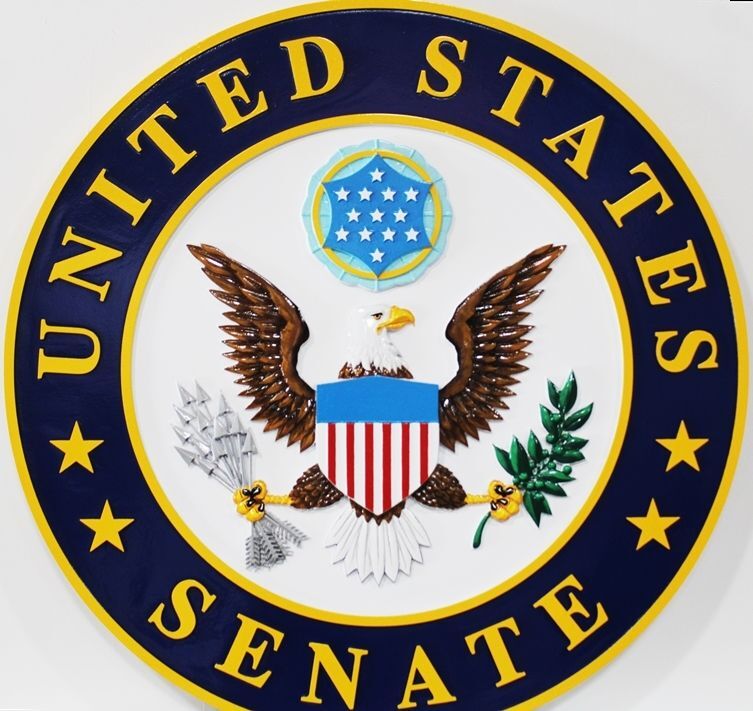 AP-20263-D Bas-Relief Painted HDU Plaque of the Seal of the United States Senate  