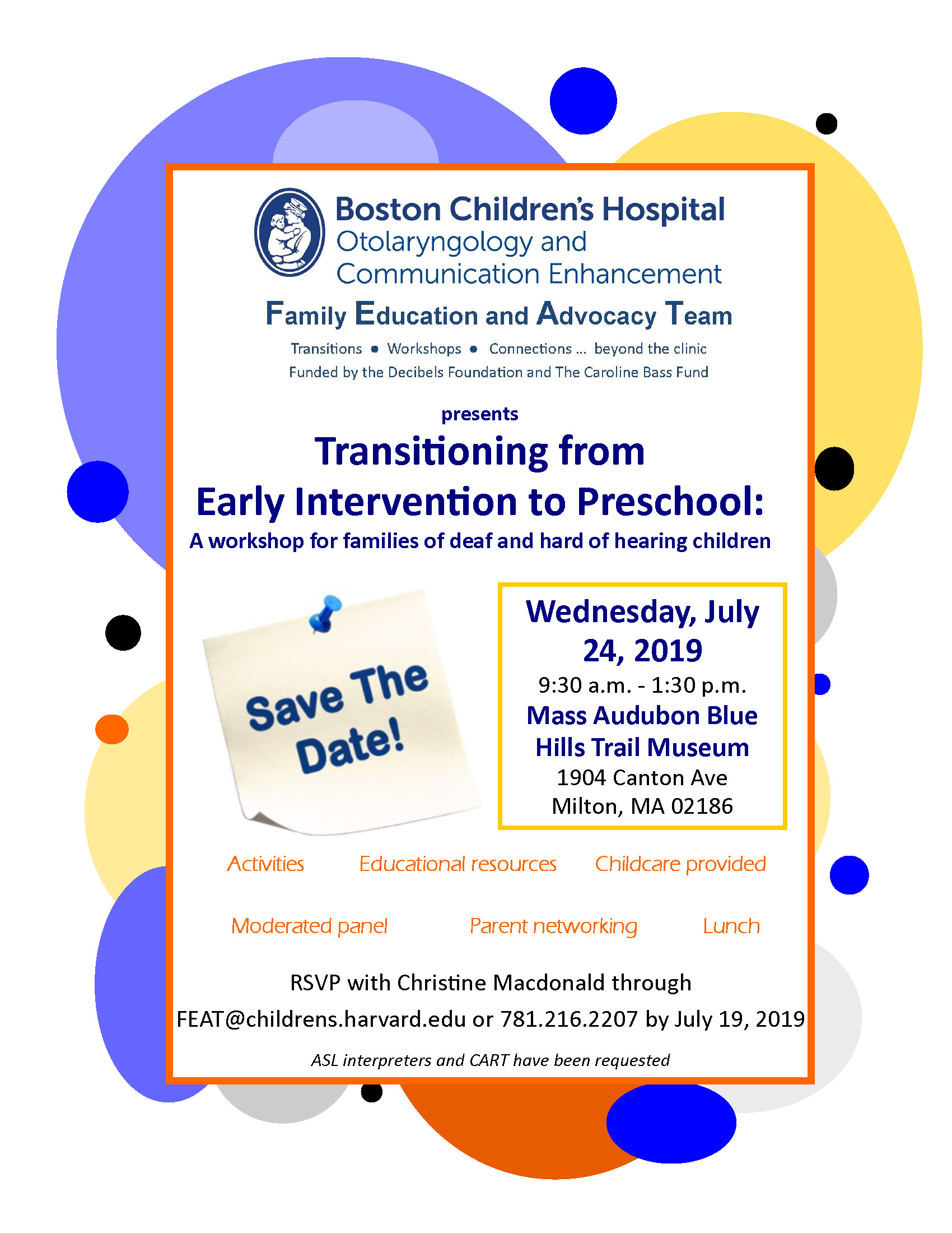 Early Intervention to Preschool Workshop