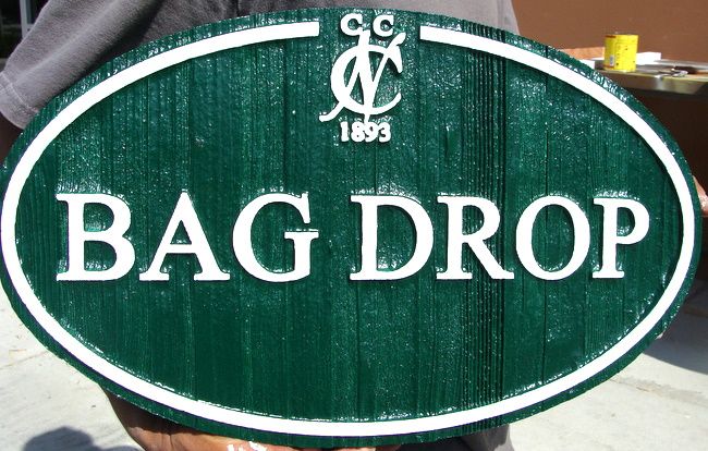 E14511 - Custom Sandblasted Wooden Bag Drop Sign for Golf Course