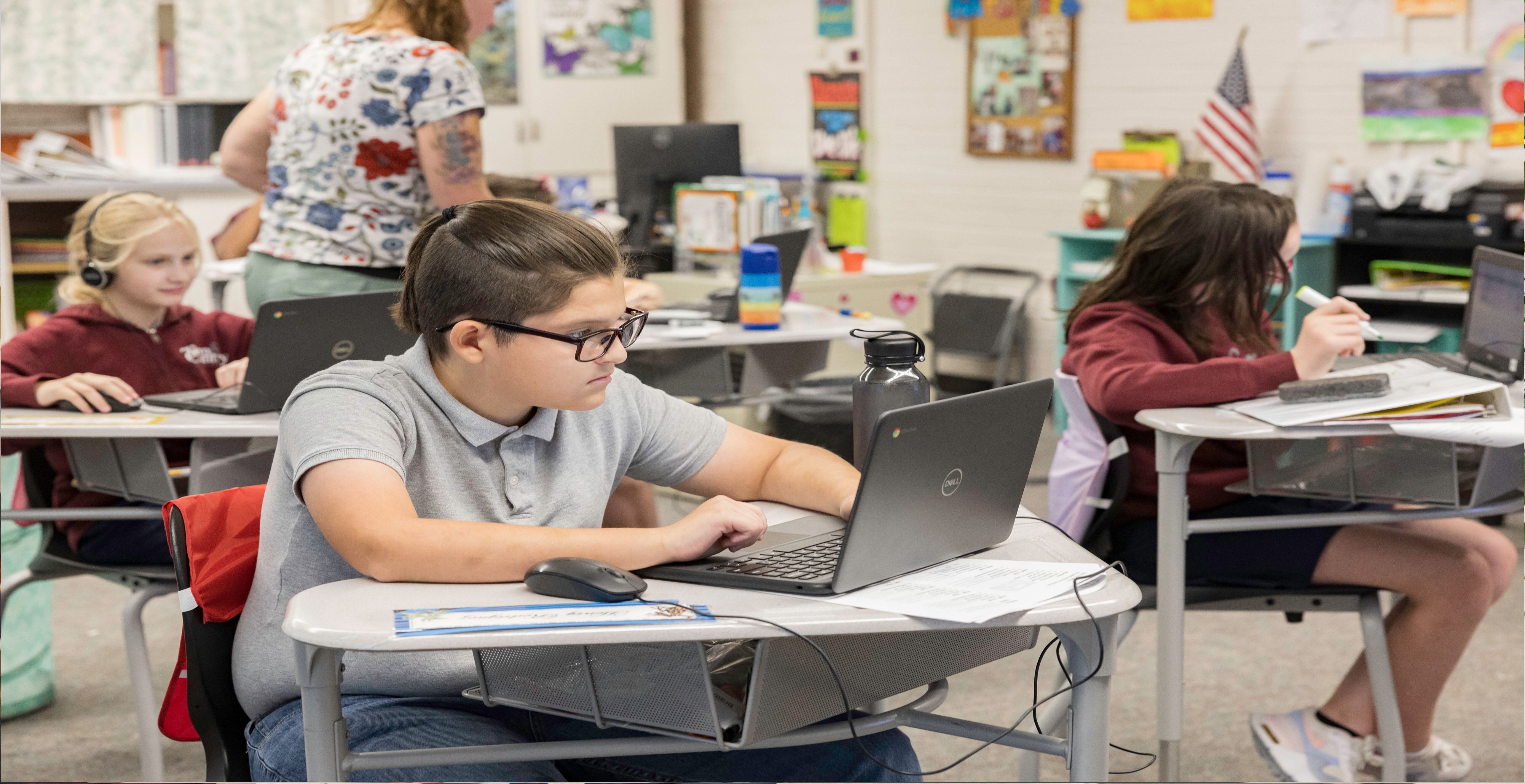 Students working on computers