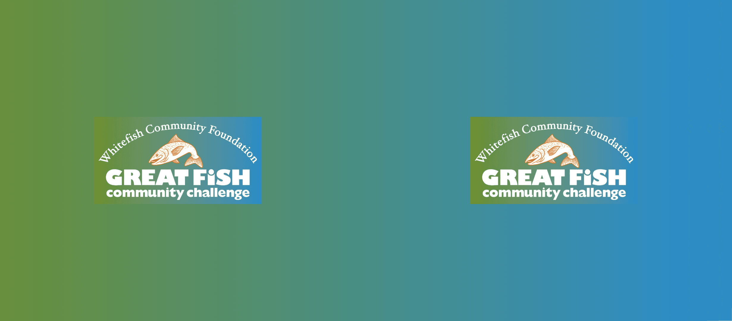 A green and blue gradient with the Great Fish Community Challenge logo
