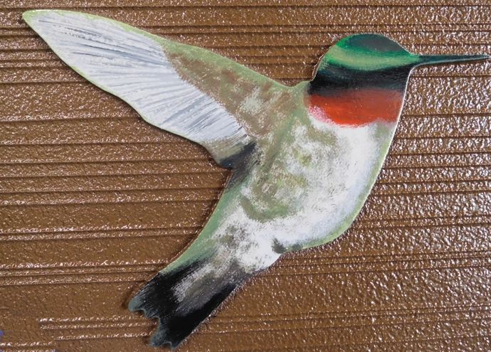 I18512 - Carved High-Density-Urethane (HDU)  Hummingbird for Sign Artwork, Airbrushed in Full Color