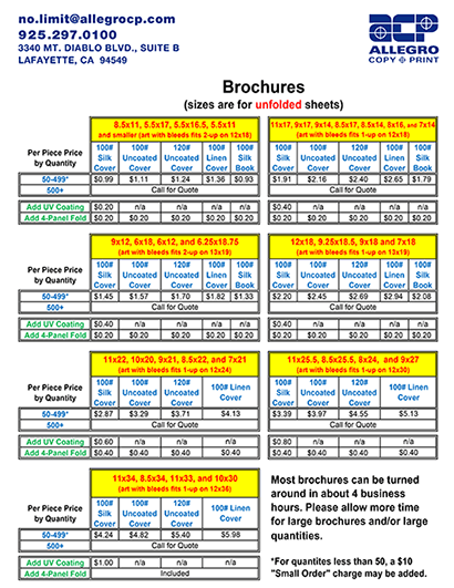 Brochure Pricing